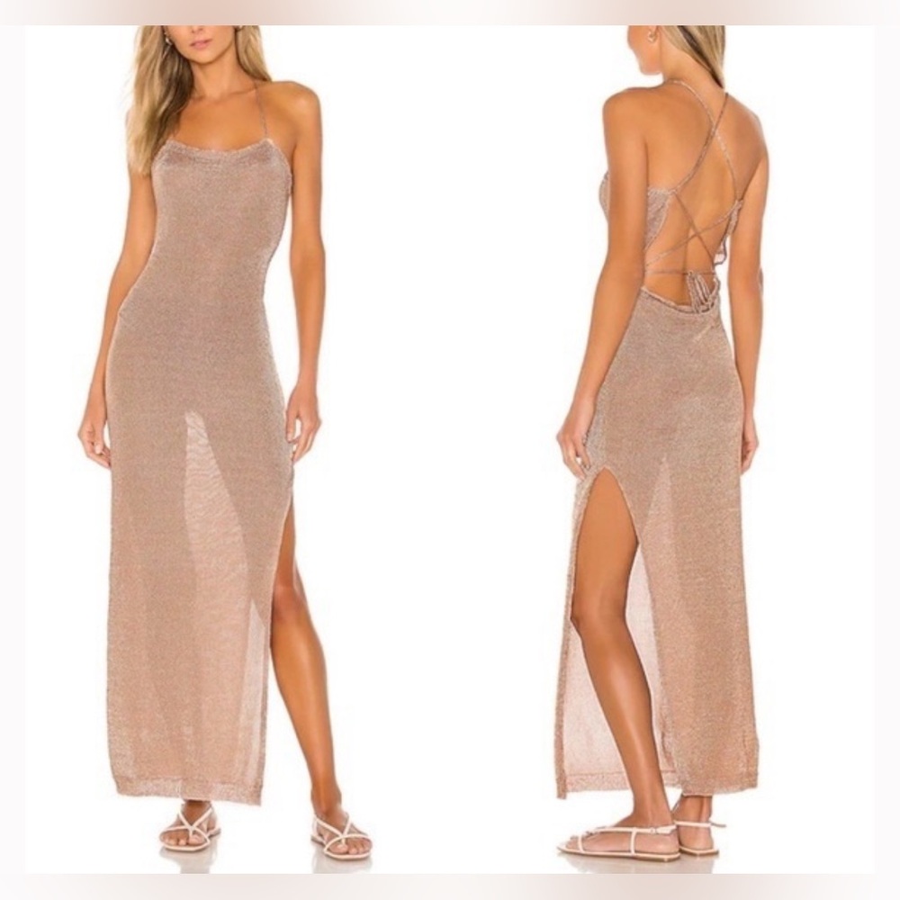 Lovers and Friends Soraya Maxi Dress Metallic Rose Gold